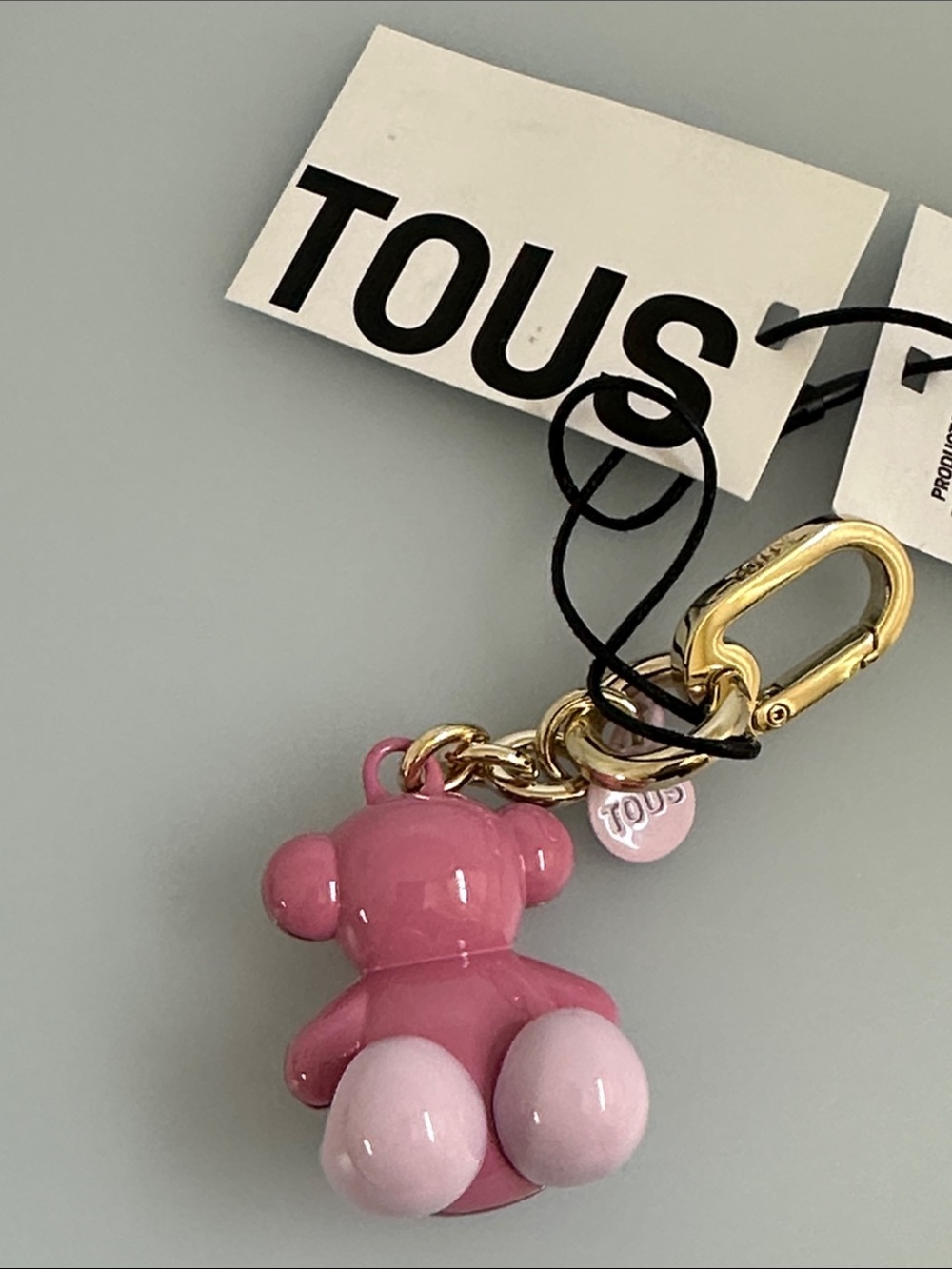 Tous Pink Two-Tone Bear Keyring with Gold Hardware